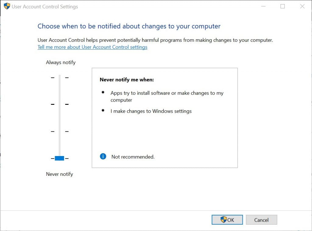 paramètres de compte d'utilisateur sur Windows