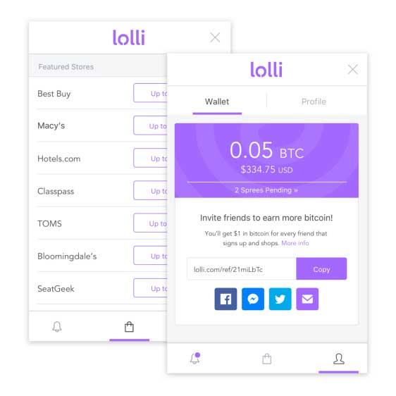 earn free bitcoin with lolli